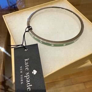 Kate Spade Spot the Spade Green & Silver Enamel Bangle Bracelet NWT